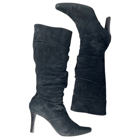 WHITE MOUNTAIN! BLACK GENUINE SUEDE LEATHER SCRUNCHY BOHO CHIC BOOTS! SZ 7.5M - Picture 7 of 11